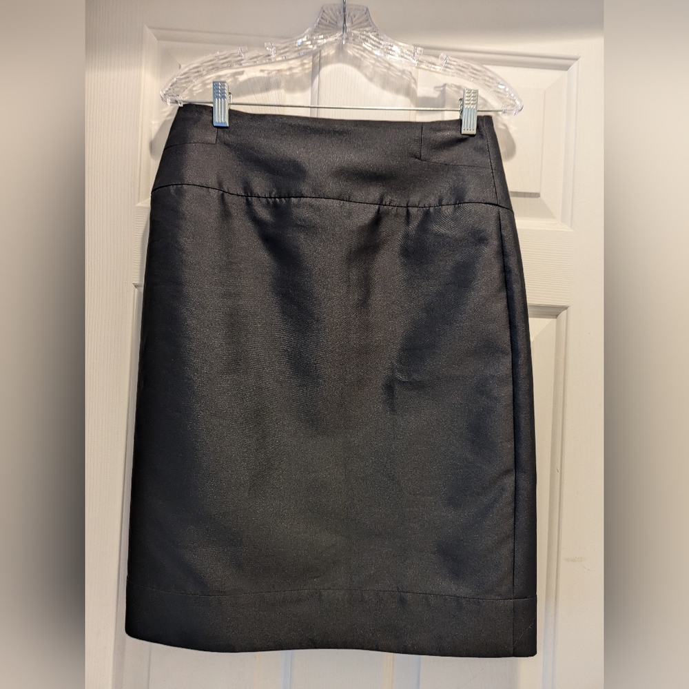 Armani Collezioni Black Pencil Skirt US Sz 8 silk blend zipper back Italy *NWOT